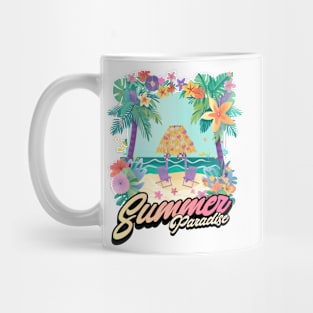 Palm Trees Hisbisus Flower Beach Summer Mug